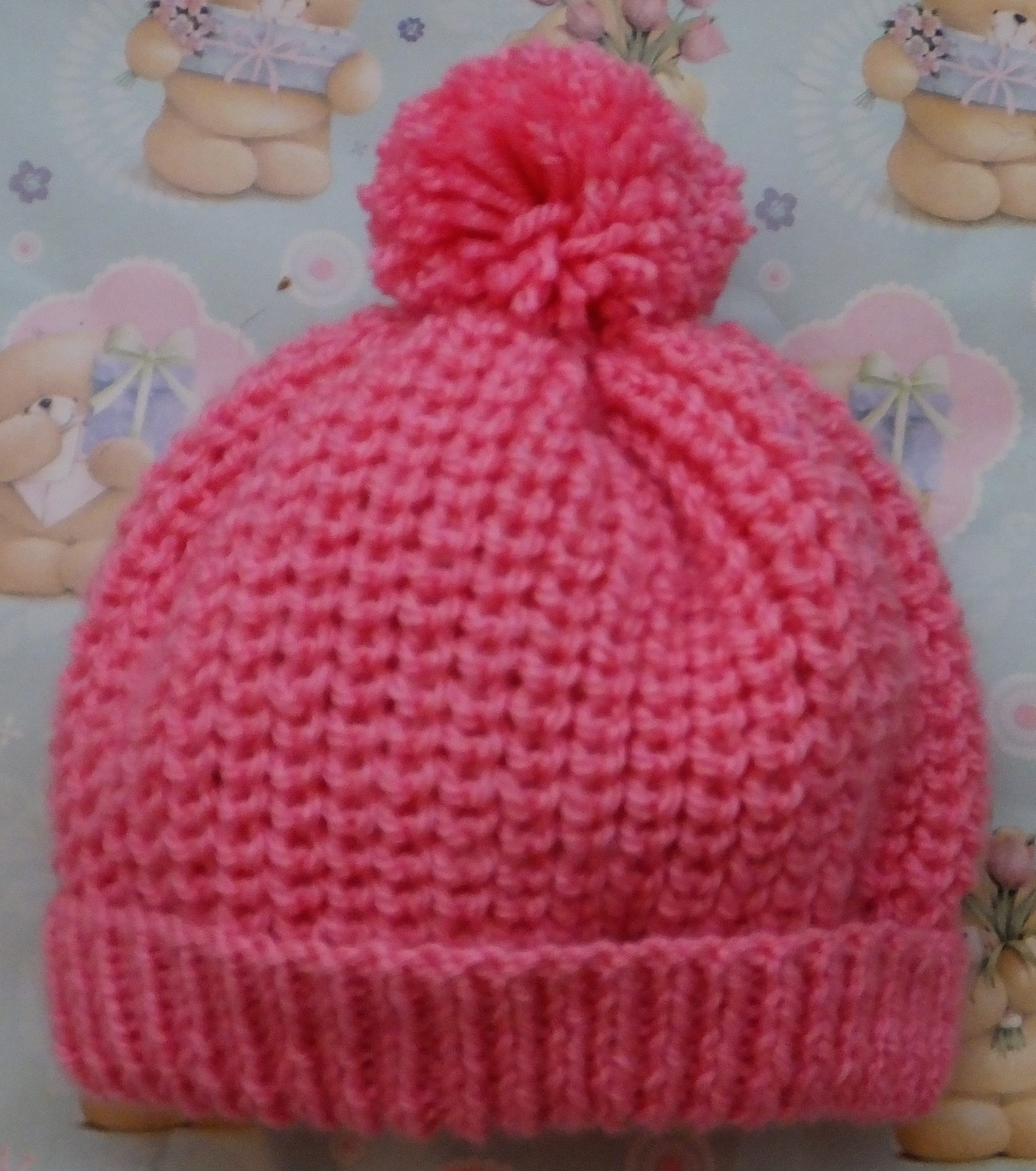 Aran Knitting pattern Babies Bobble Hats, Heart